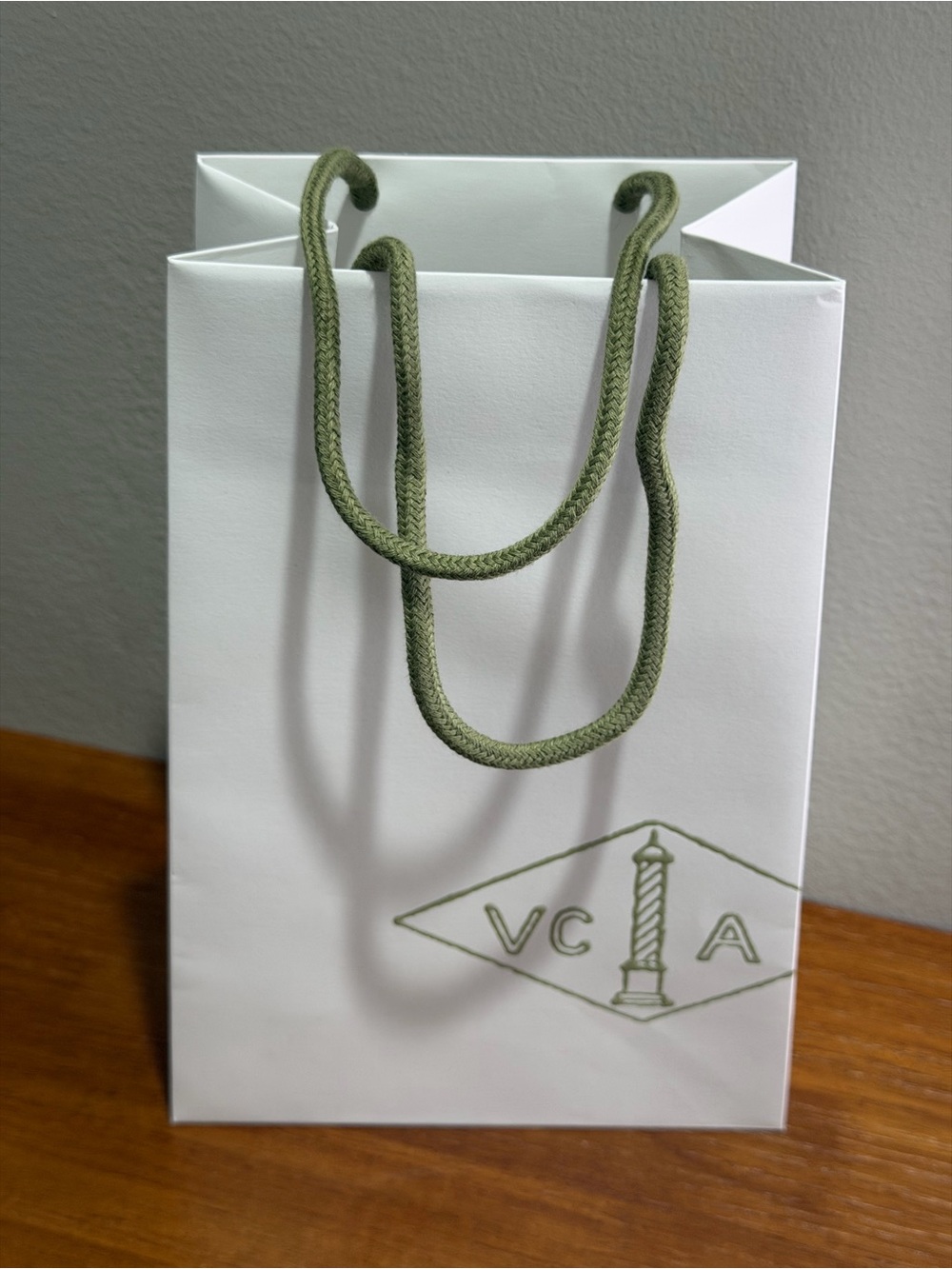 Van Cleef & Arpels White Gift Bag with Olive Logo
